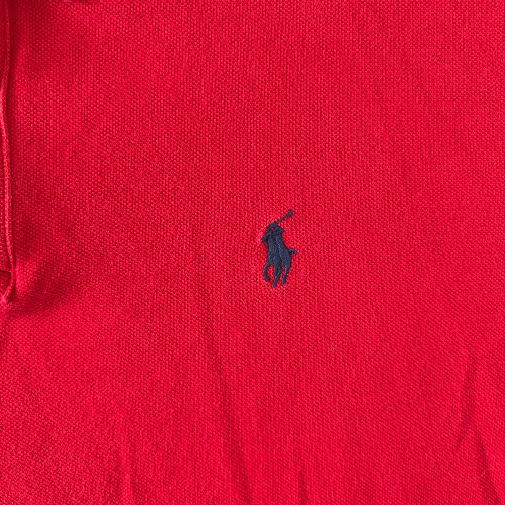 Polo Ralph Lauren Men XL Red Short Sleeve Pique Cotton Polo Shirt Navy Pony Logo - Picture 3 of 9
